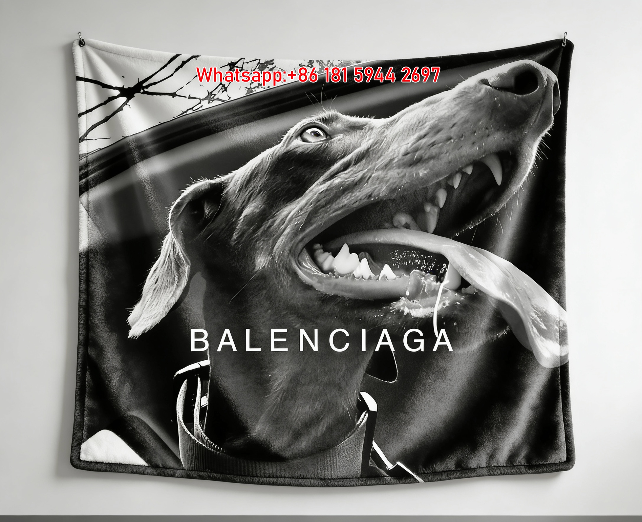 Balenciaga Doberman Flannel Sofa Throw Blanket Luxury Brand Cover BA008